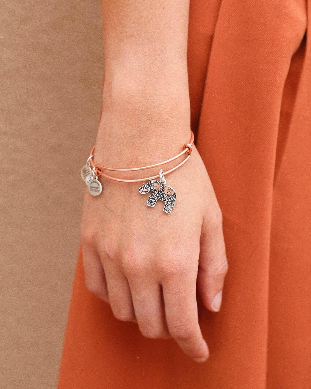 Alex and Ani Elephant Charm Bangle, Two-Tone - 14k Gold Over Sterling Silver, Lucky Jewelry for Women, Adjustable Bracelet, Ideal Gift Jewelry - Image 4