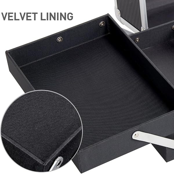 Yaheetech Valise Maquillage 4 en 1 Mallette de Maquillage Trolley à Maquillage Bijoux et Cosmétique Beauty Case Grande Rangement pour Voyage Verrouillable avec roulettes Noir - 5