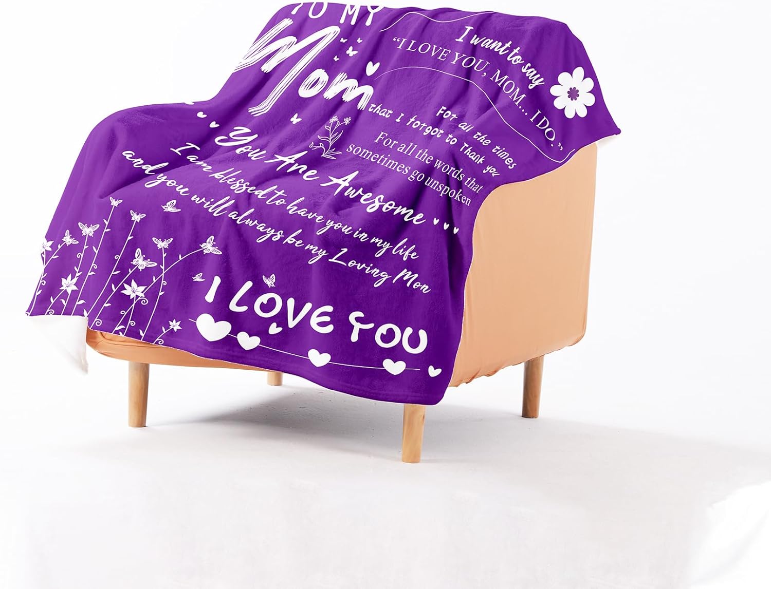 to My Mom 60X80 Soft Bed Blanket 310 Grams Purple Throw Gifts for Moms Meaningful Mother's Day Present for Your Mom to Keep Warm Designed for Easy Maintenance