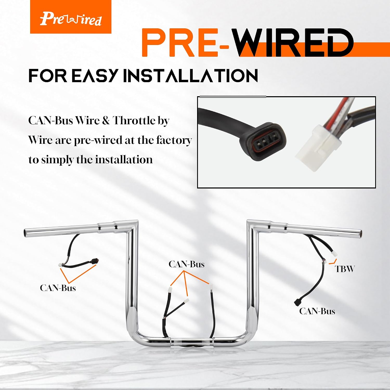 1 1/2 Inch 14" Rise Street Glide Handlebar 1.5" Fat Right-angle Ape Hanger for Harley 2023-up CVO Street Glide FLHXSE & 2024 2025 2026 FLHX Pre-wired CAN-Bus & TBW Wire, Chrome