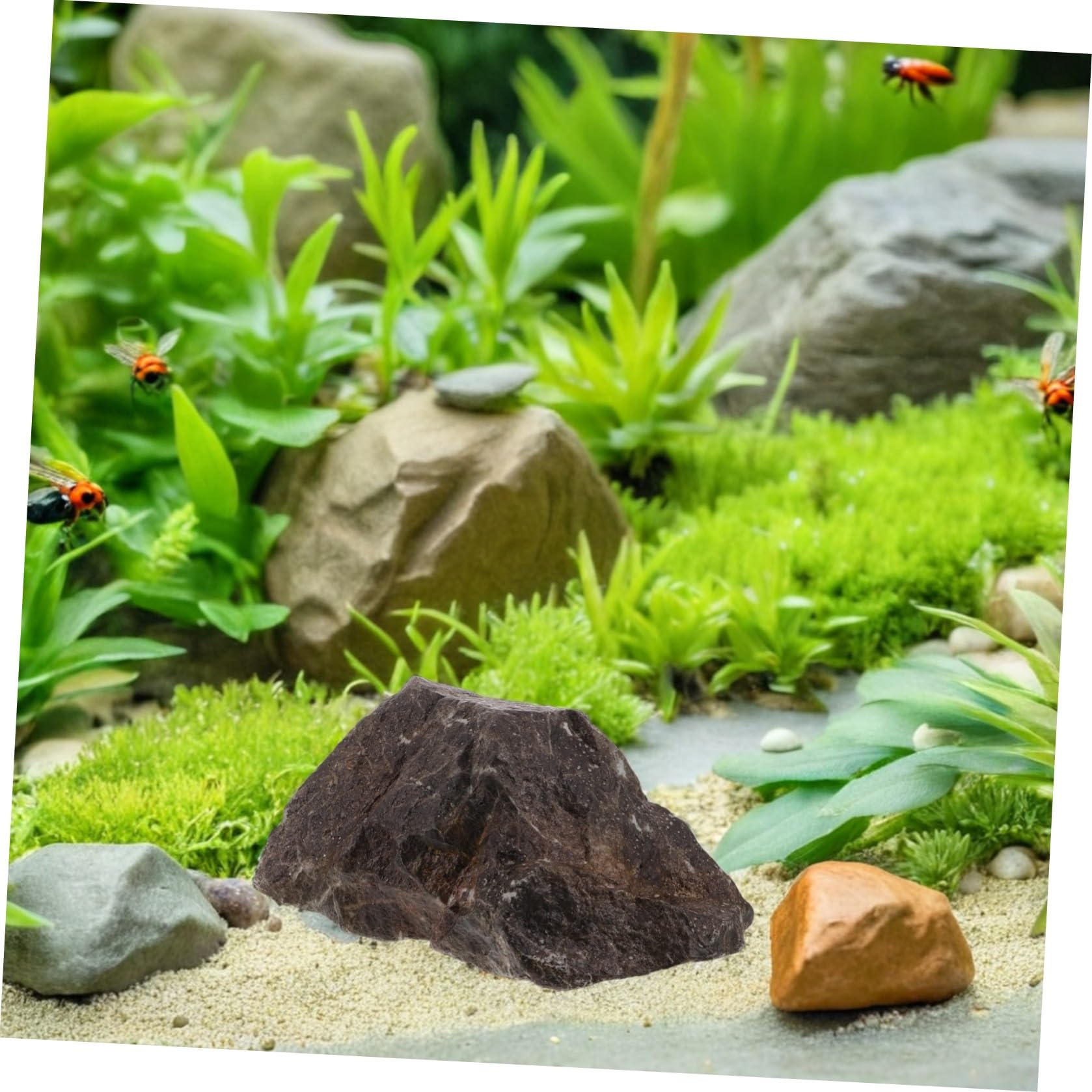 INOOMP Roca Artificial Decorativa para Acuarios y Reptiles, Espuma PU Resistente Erosión, Mejora Hábitat Natural, Adecuado para Decoración Interior y Exterior
