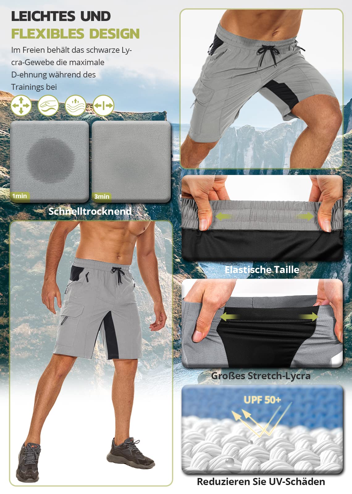 Hiauspor Pantalones cortos para bicicleta de montaña para