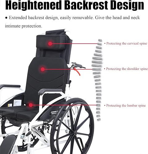 Miniatura 5 de Bueuwe Silla de ruedas de transporte plegable ligera, sillas de ruedas autopropulsadas ultraligeras para adultos, silla de ruedas manual plegable