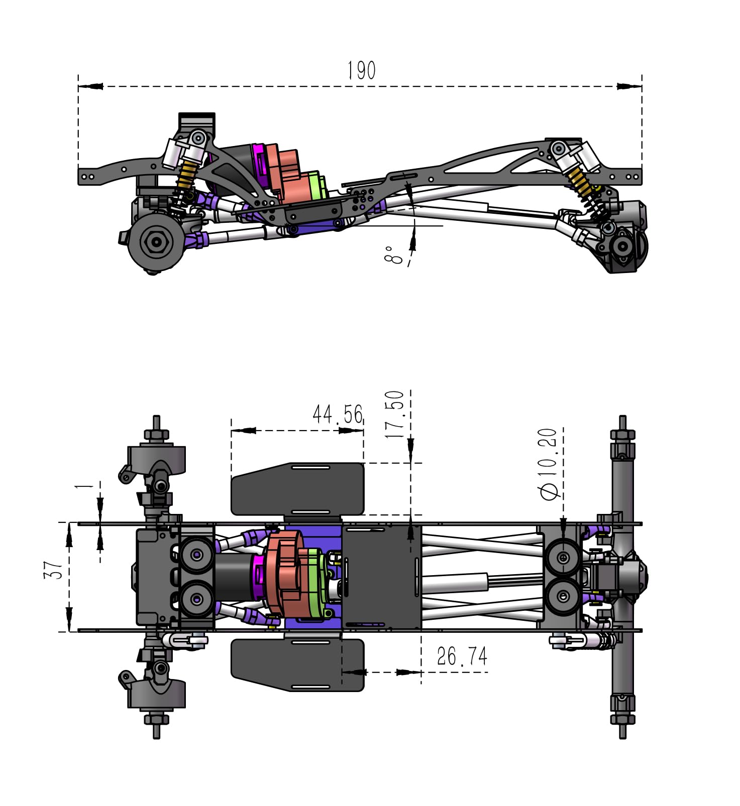 Amazon.com: MEUS RACING SCX24 LCG Chassis TC4 Titanium Frame for