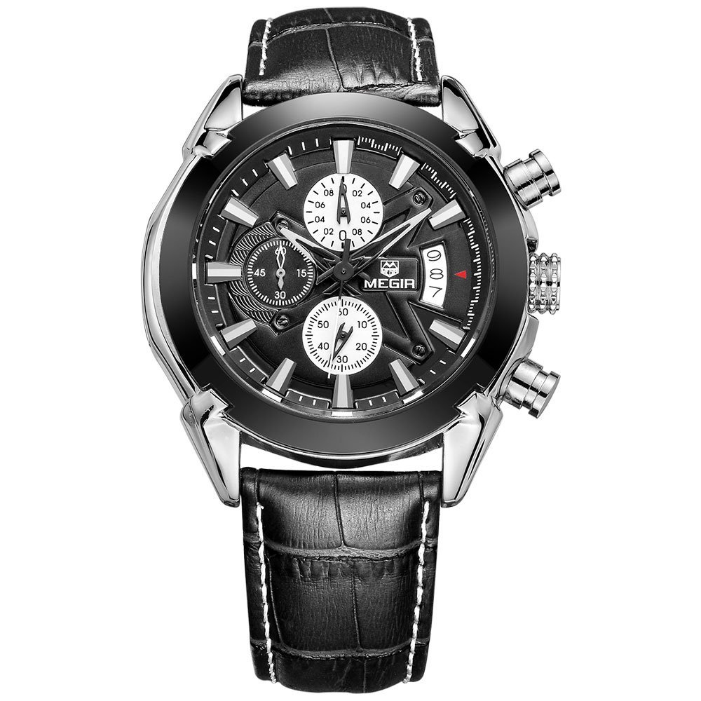 MEGIR Chronograph Quartz Watch for Men Fashion Sports Leather Strap Wristwatch Waterproof Analog Watches with Luminous Hands (B01G923AVS) Amazon Price History, Amazon Price Tracker