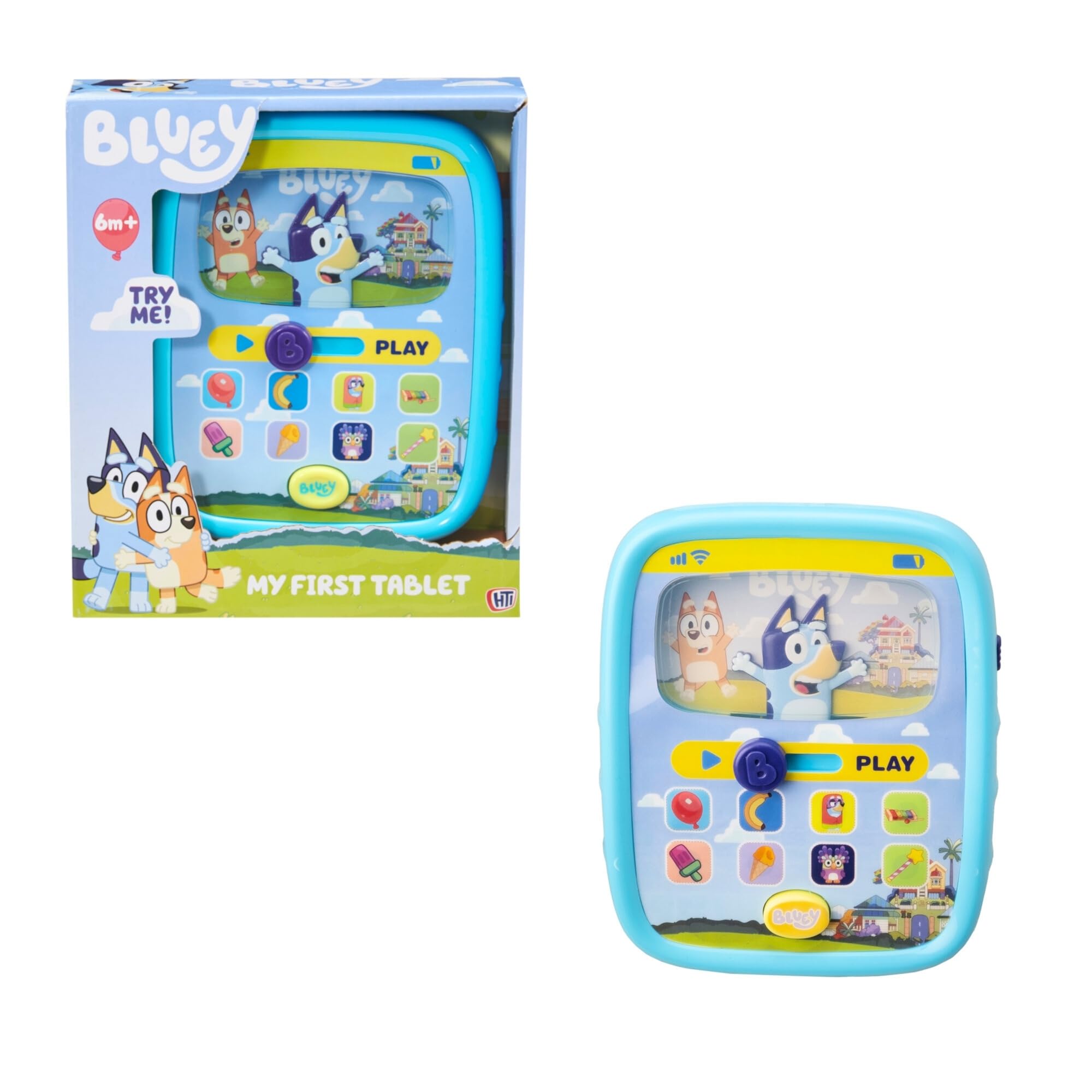Bluey My First Tablet | Interactive Learning Toy for Toddlers | Educational Baby Tablet with 9 Buttons Lights Sounds & Music | Helps Teach Colours Shapes & Numbers | Preschool Sensory Toy | Ages 12M+