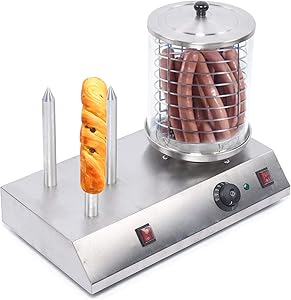 Hot Dog Spinning Toaster Bun Toaster Hot Dog Machine Stainless Steel Heat Rollers Bake Works with Chicken Turkey Veggie Sausages for Home Sausage Shop Restaurant Durable