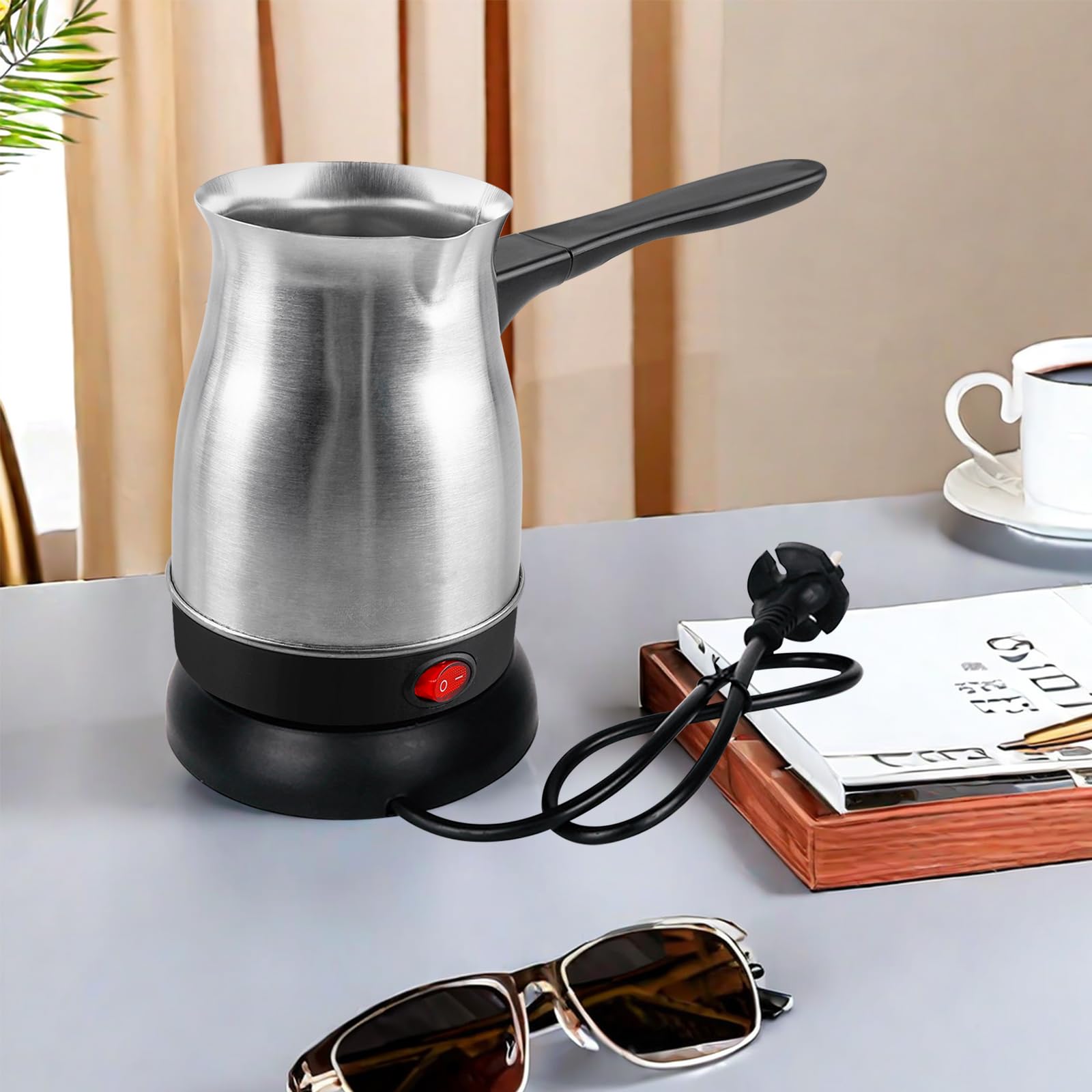 Vegena Elektrische Türkische Kaffeemaschine, Elektrische Türkische Kaffeekanne 800ml Espressokocher Türkische Kaffeemaschine Elektrische Kaffeekocher Edelstahl Mokkakanne Für Zuhause, Büro, Reisen
