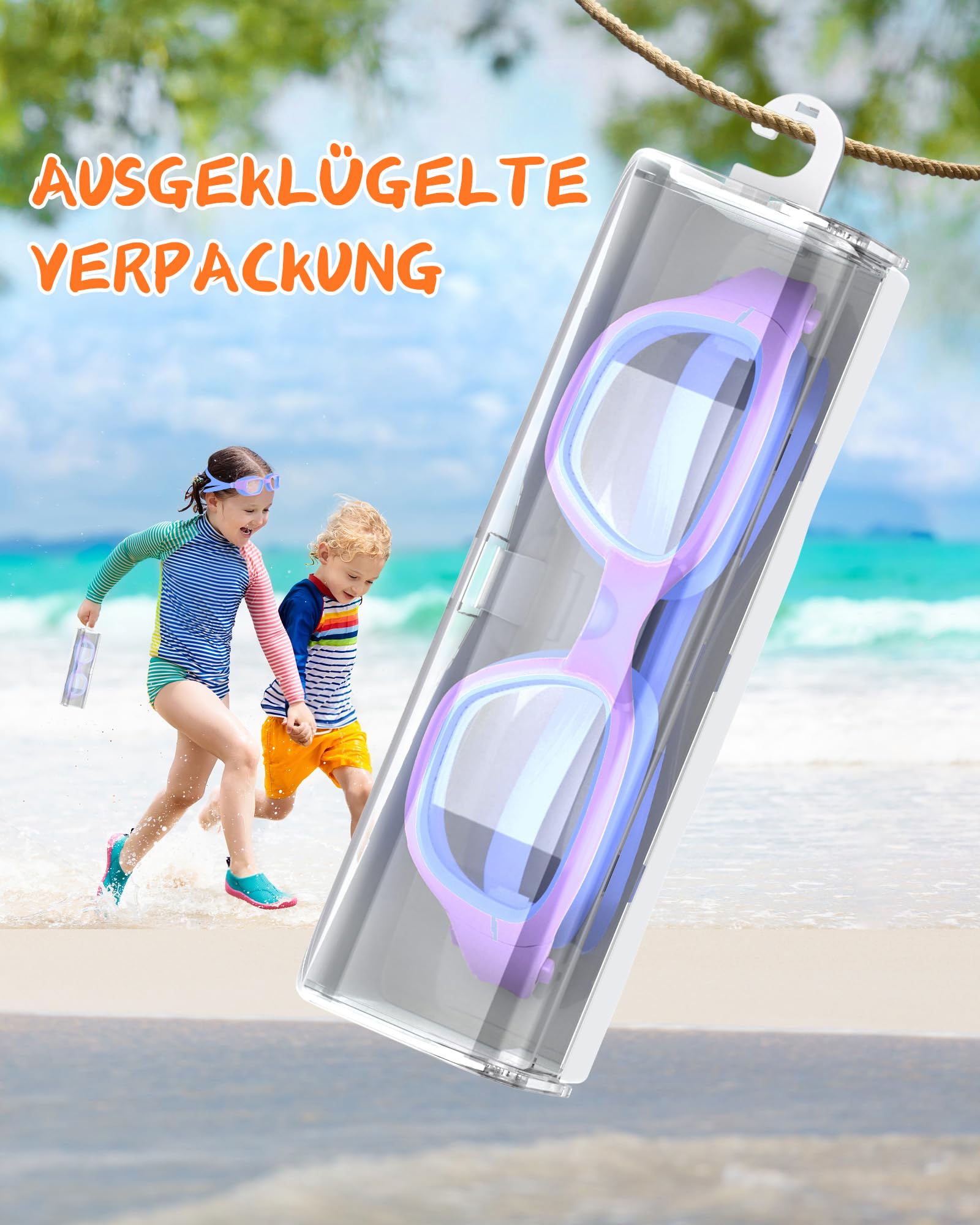 Schwimmbrille Kinder, Taucherbrille Kinder 6-14 Jahre, Anti-Beschlag UV-Schutz, Kein Auslaufen, Breite Sicht, Schwimmbrillen für Jungen, Mädchen