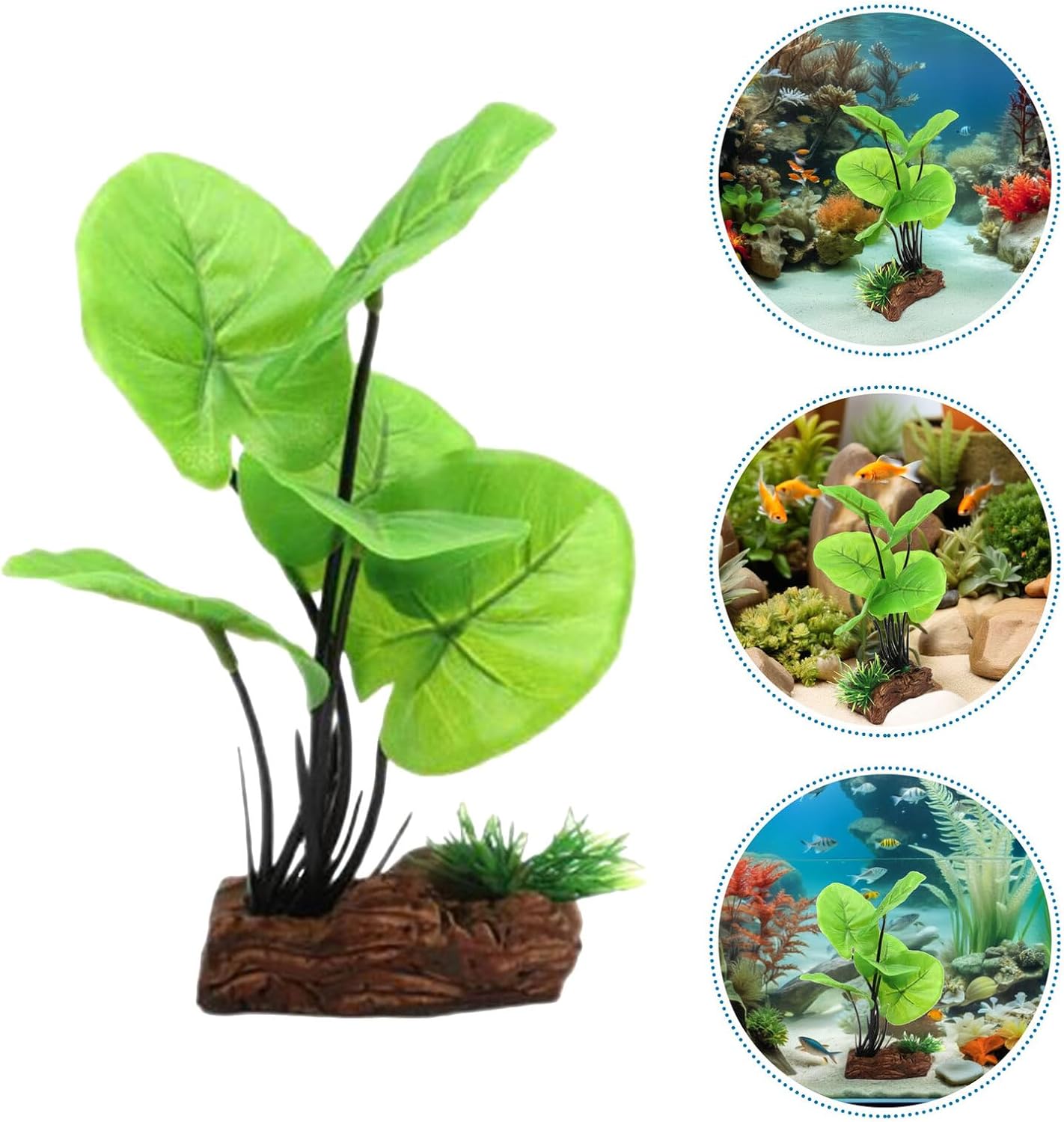 SOLUSTRE 2pcs Aquarium Artificial Plants Simulation Taro Leaf and Plastic Fish Tank Decoration for Freshwater Landscape Aquatic Plant Décor