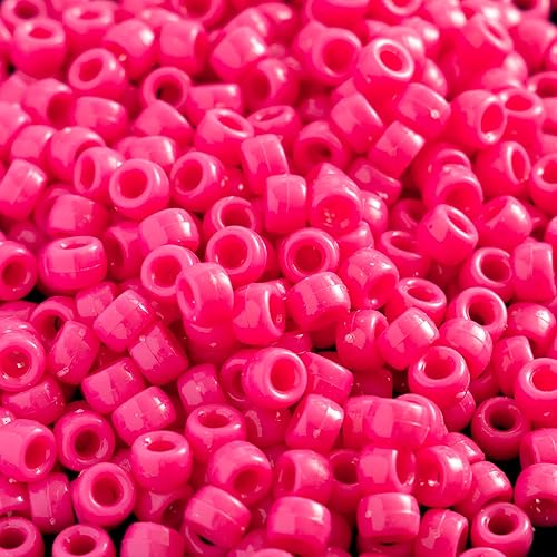 Miniatura 2 de 1000 cuentas acrílicas de color rosa poni de 0.23 x 0.315 pulgadas a granel para manualidades, pulseras, collares, joyería, aretes, trenzar el