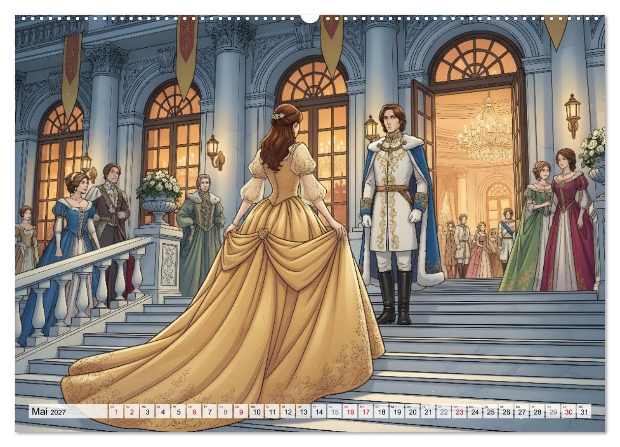 CALVENDO · Aschenputtel – Eine Reise ins Glück (Kalender 2027) | DIN A2 Querformat · Wandkalender · märchenhafter Wandkalender mit zwölf kunstvollen Illustrationen zu Aschenputtel