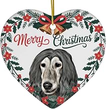 Funny Blue Grey Afghan Hound Ornament Heart Ceramic White - Merry Christmas 2025 Holiday Keepsake Decoration - Xmas Tree Hanging Decor Gifts for Afghan Dog Lovers