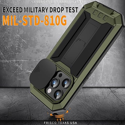 Miniatura 4 de FW - Funda de metal compatible con iPhone 15 Pro con cubierta deslizante para cámara deslizante, protector de pantalla integrado, funda híbrida de