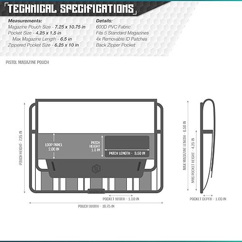 Miniatura 58 de Savior Equipment Mag Buddy - Paquete de 2 bolsas tácticas para pistolas con capacidad para hasta 5 cargadores estándar de pila individual/doble