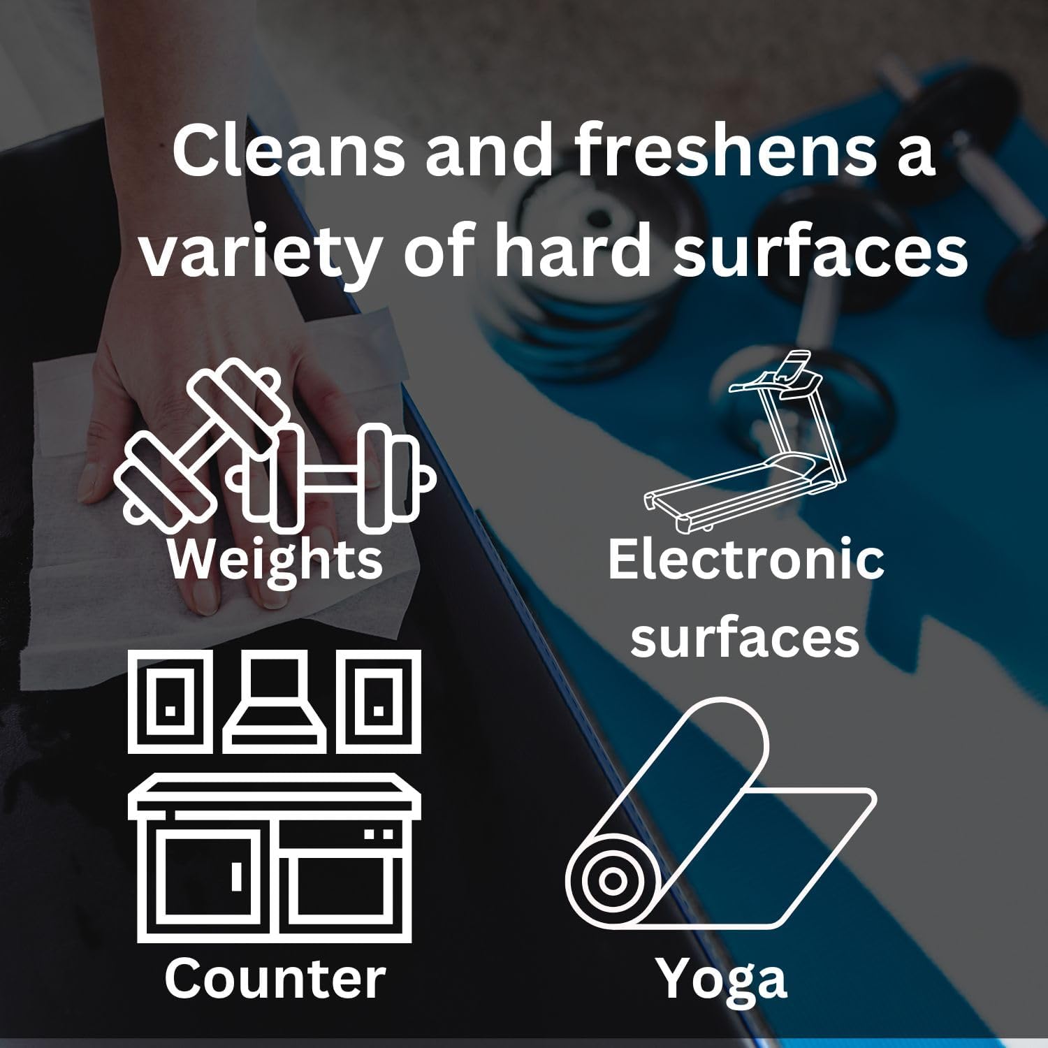 Tazza Gym Equip Wipes, 4 x 950 Count (3800 Total Wipes) - Durable, Pre-Saturated Gym Equipment & Surface Cleaning Wipes