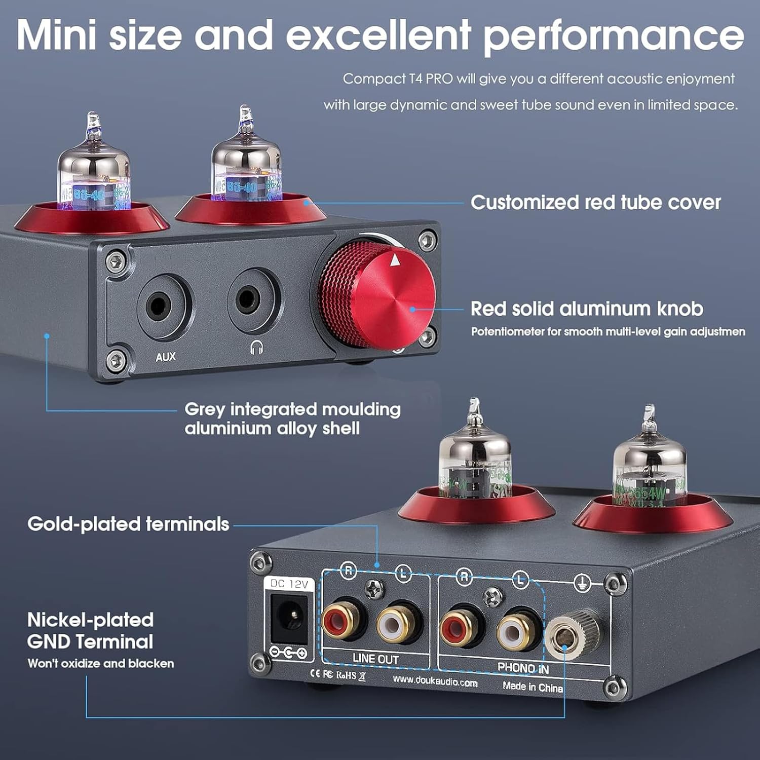 McbeAn Audio Preamplifier, Mini Vacuum Tube Phono Preamplifier, Retro Warm Sound, for Turntable Phone/PC/MP3/TV Home Stereo Headphone Amplifier