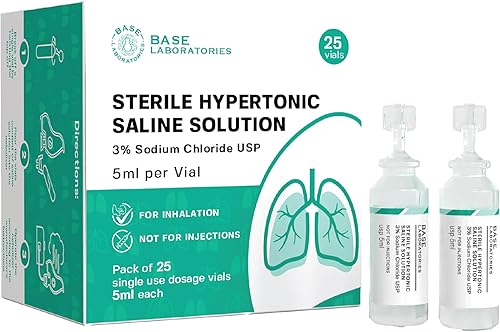 Base Labs Solución salina hipertónica al 3% para máquina nebulizadora, solución salina para niños y adultos para tratamiento de inhalación y