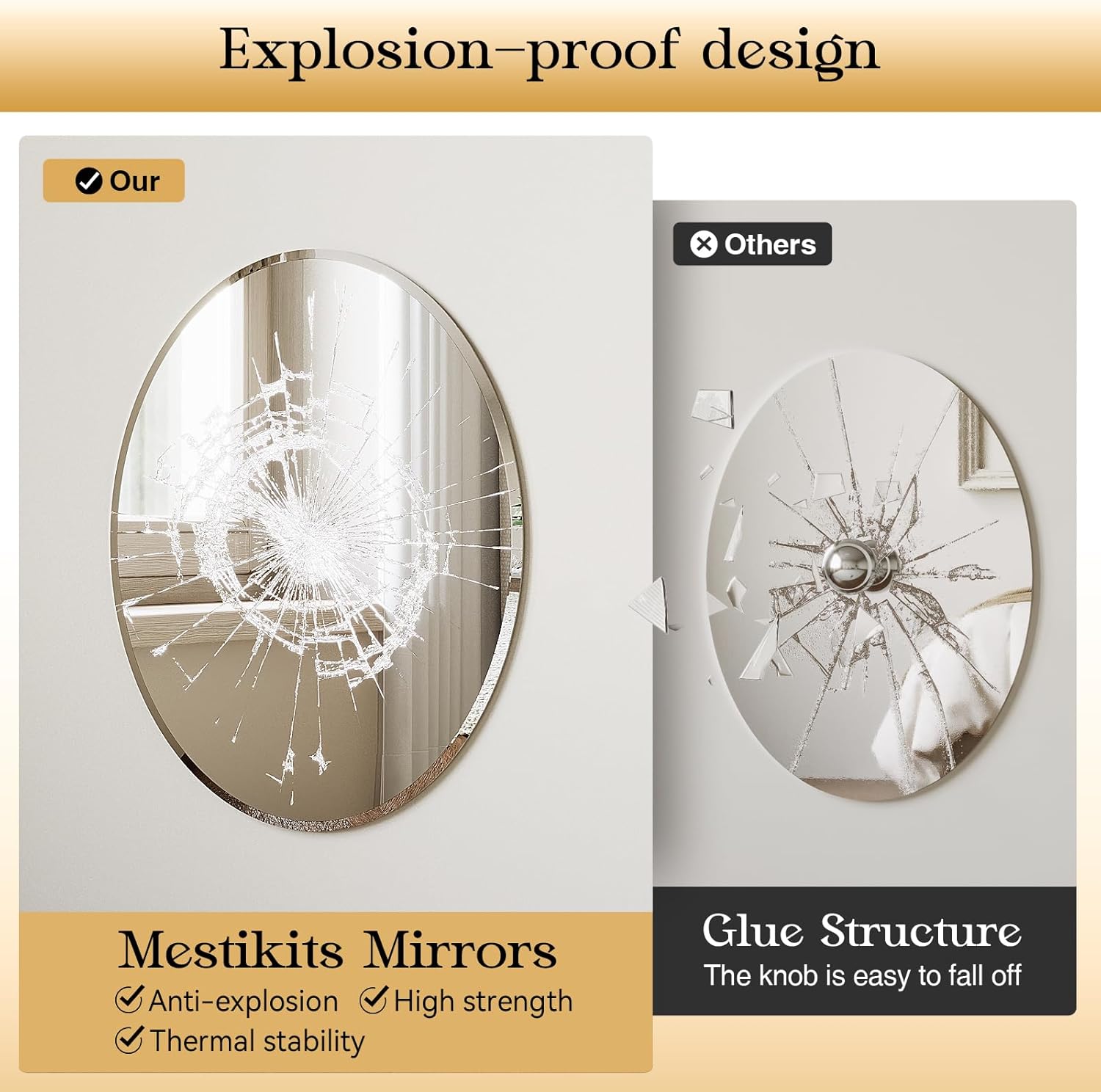 Frameless Wall Oval Bathroom Mirror, 24"x32" Wall Mirror with 15mm Beveled Edge, Shatterproof Tempered Glass, Farmhouse Mirrors for Over Sink, Bedroom, Entryway (Horizontal or Vertical)