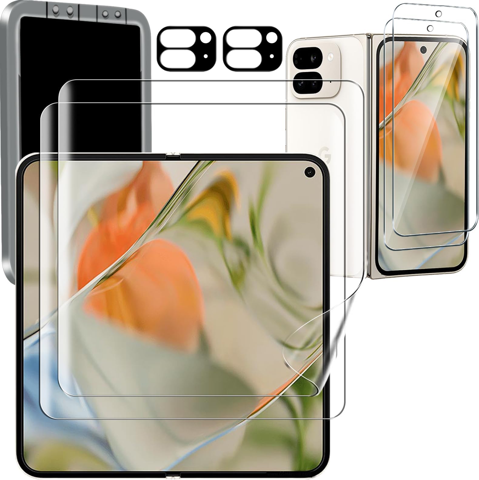 2 Pack Screen Protector for Google Pixel 9 Pro Fold [Phone Case Friendly], Inside Anti-Spy Film with 2 Pack Back Tempered Glass + 2pack Camera Lens Protector Accessories