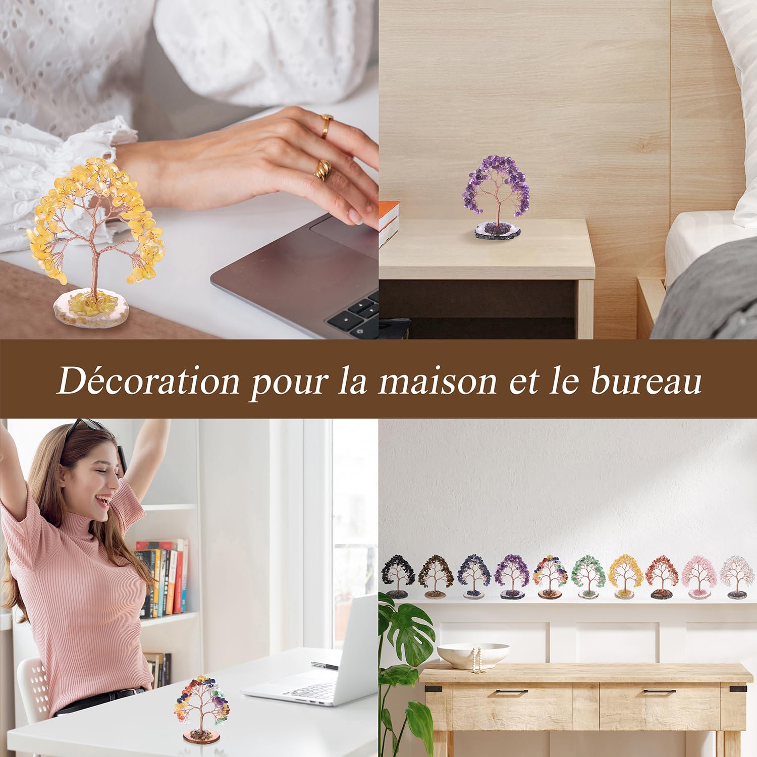 Lapis lazuli Arbre de Vie en Cristal Naturel 135 Pierres Feng Shui Chakra Reiki Arbre Bonsaï Énergie Décoration Maison Bureau Cadeau Spirituel Base Pierre Irrégulière 11 cm