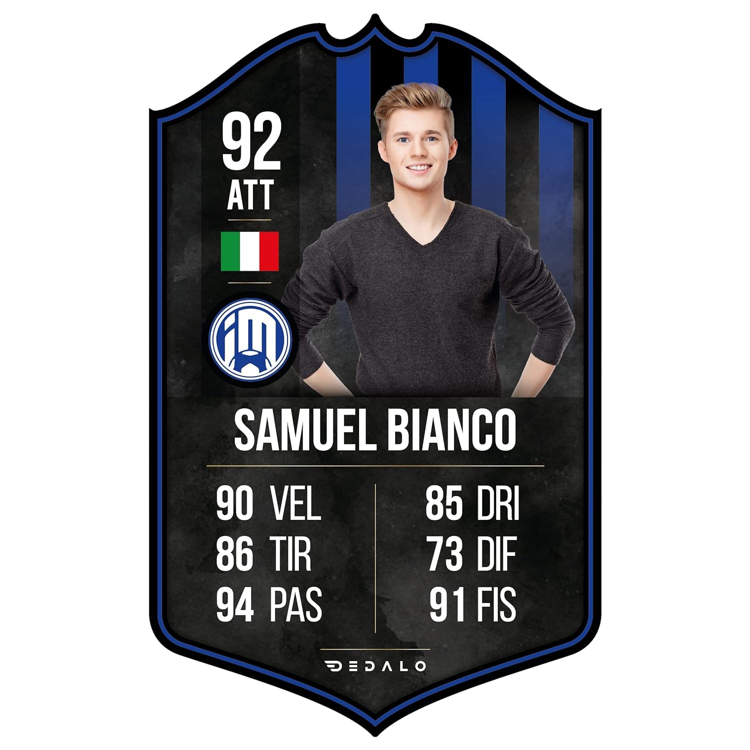 Card Calciatore Personalizzata Stile FUT con Foto Scudetto Statistiche Regalo Calcio