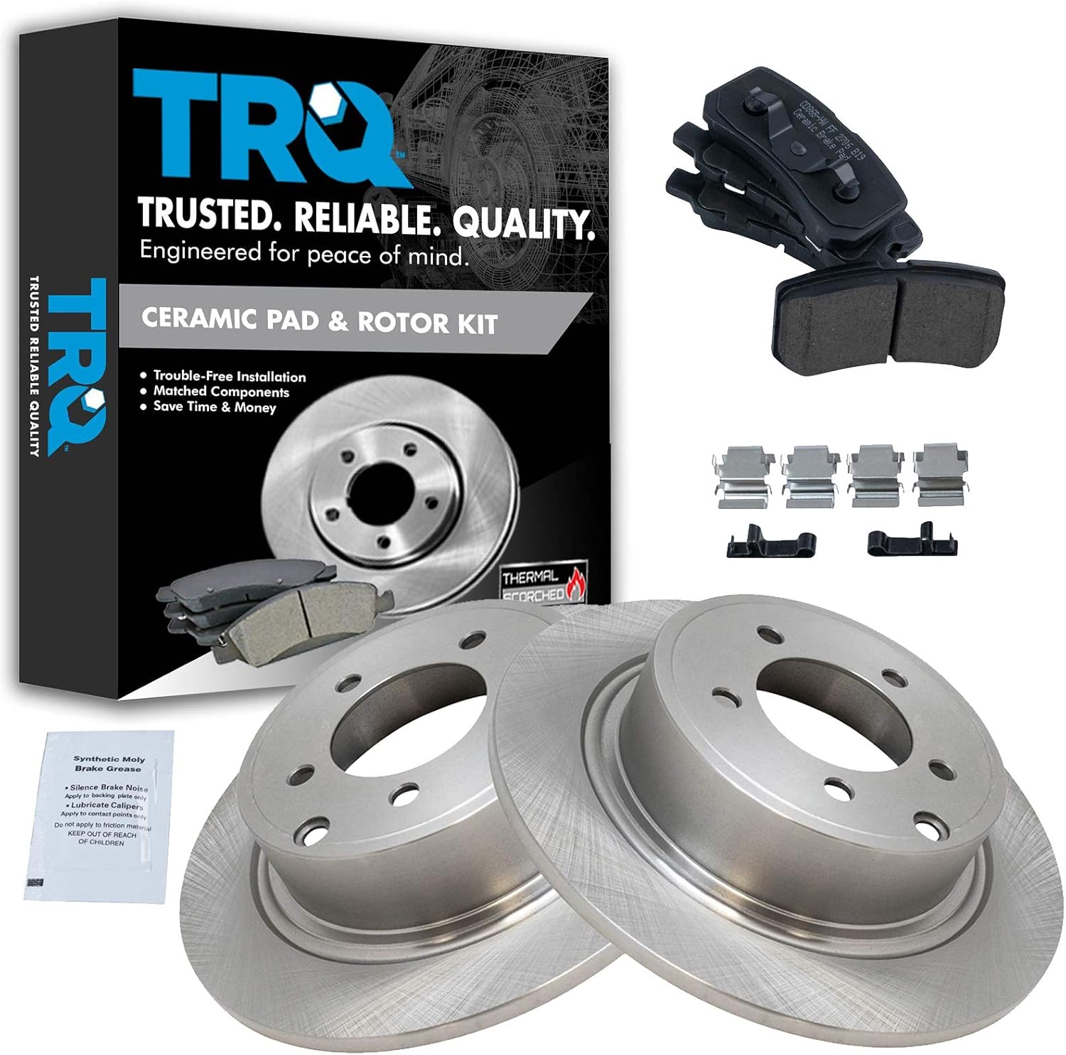 TRQ Rear Ceramic Brake Pad Rotor Kit for Sebring Compass Patriot