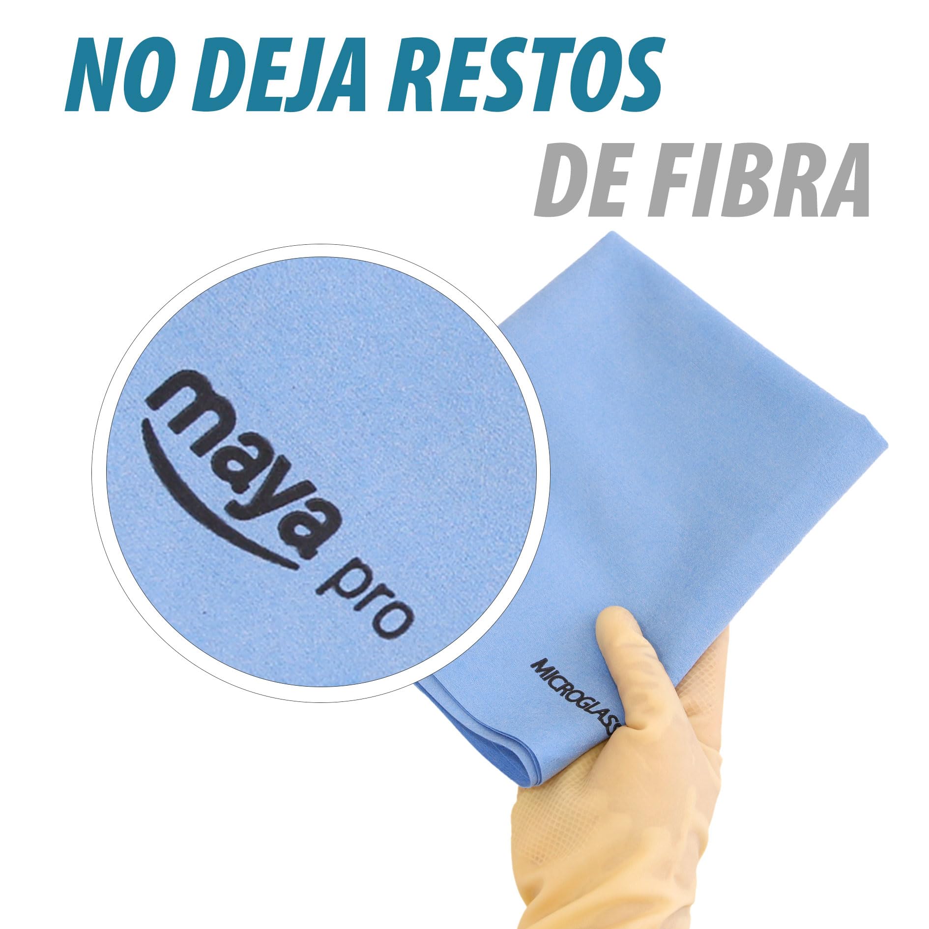 Maya Panno MICROGLASS con Petaglio. Speciale per Stoviglie e Vetro. Non Lascia Segni. Altamente Assorbente e ad Asciugatura Rapida. 100% Microfibra. Rotolo da 12 Unità (Blu)