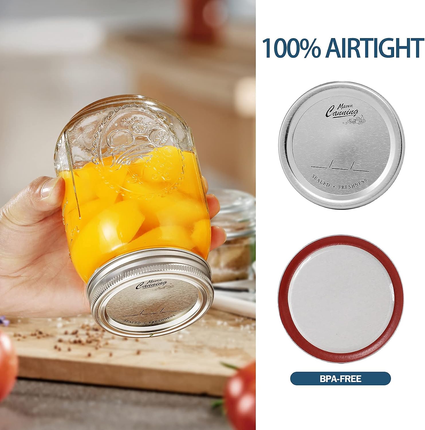 [ 168 Count, REGULAR ] Mouth Canning Lids for Mason Jars - Split-Type Metal Lid for BALL KERR Jar - Airtight Sealed - Food Grade Material