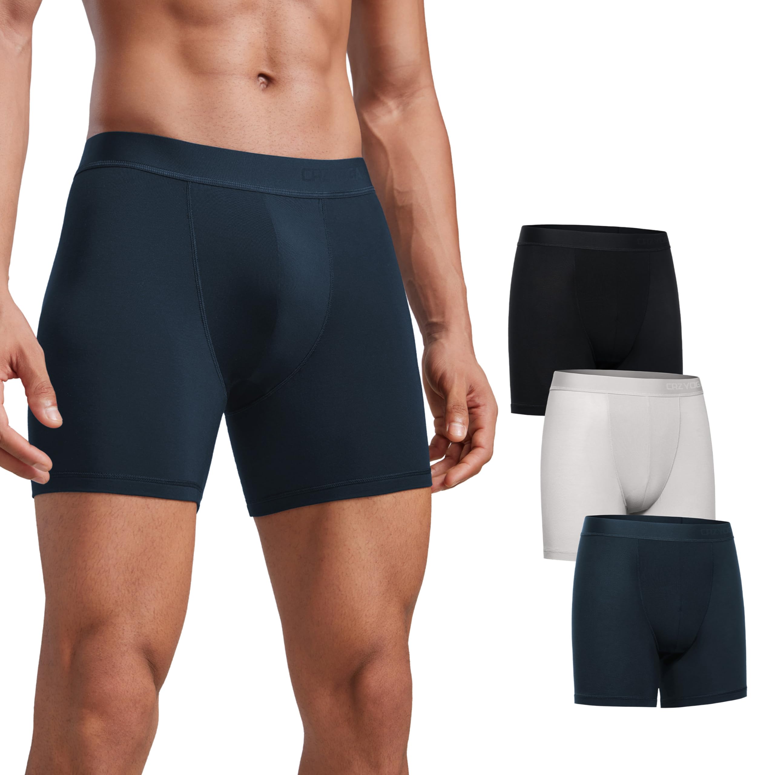 Ultra-Soft Modal Casual Boxer Briefs for Men 5" - Lounge Underwear Double Lined Moisture Wicking Breathable 3 Pack