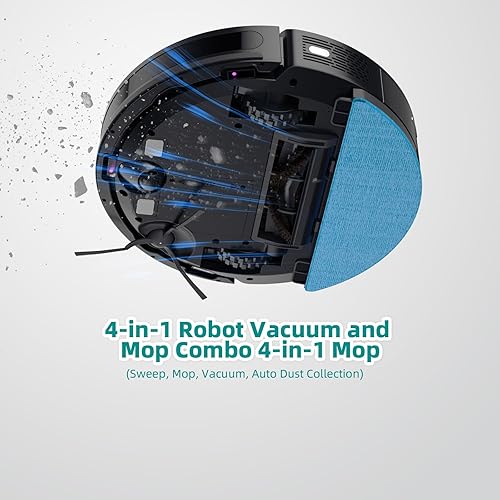 Miniatura 5 de Robot aspirador con fregona de vaciado automático 70 días x manos libres Estación de autovaciado de 2.5L, navegación Lidar WiFiAppAlexa, refuerzo de