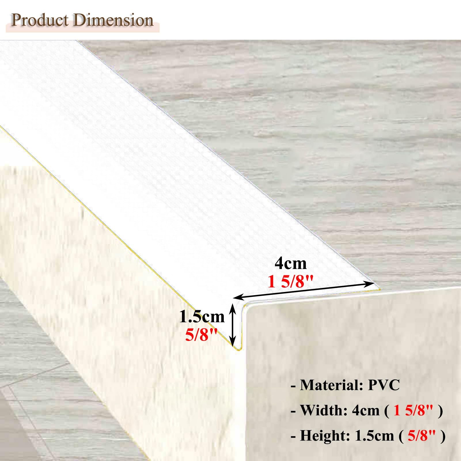 Tira de Umbral Protector de Borde de Escalera Antideslizante, Borde de Escalera para Exterior e Interior, Tira de Protección de Esquina Autoadhesiva, para Escaleras con Baldosas de Cerámica y Escalone