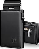 TENBST Geldbörse Herren, Slim Wallet Geldbeutel mit Münzfach & RFID Schutz, Leder Portmonee, 8 Fächer für Kreditkarten, Kartenetui Herren - Schwarz Schwarz01