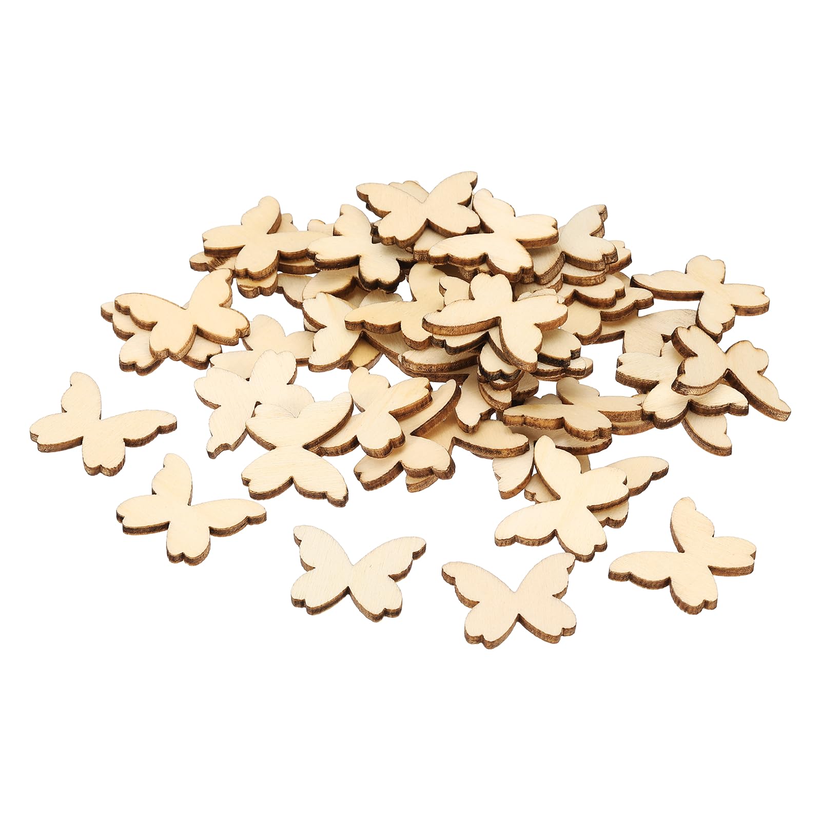sourcing map 100 Pcs Wooden Butterflies for Crafts, 1"x0.8" Wooden Butterfly Cutouts Unfinished Wood Blank Slices for DIY Crafts Painting Engraving Door Hanger Sign Birthday Home Spring Decor