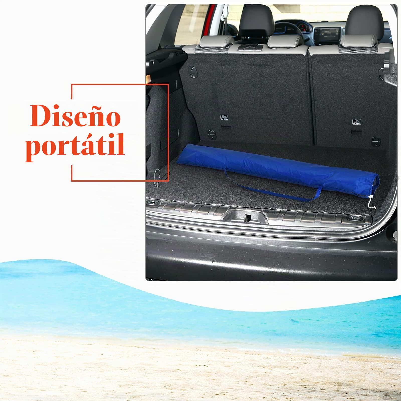 GOPLUS Sombrilla Playa Grande con 16 Varillas(Arcoíris, φ245 cm) | Parasol Terraza Exterior con Protección UV, Ventilación, Antiviento, UPF50, Sombrilla Inclinable para Piscina