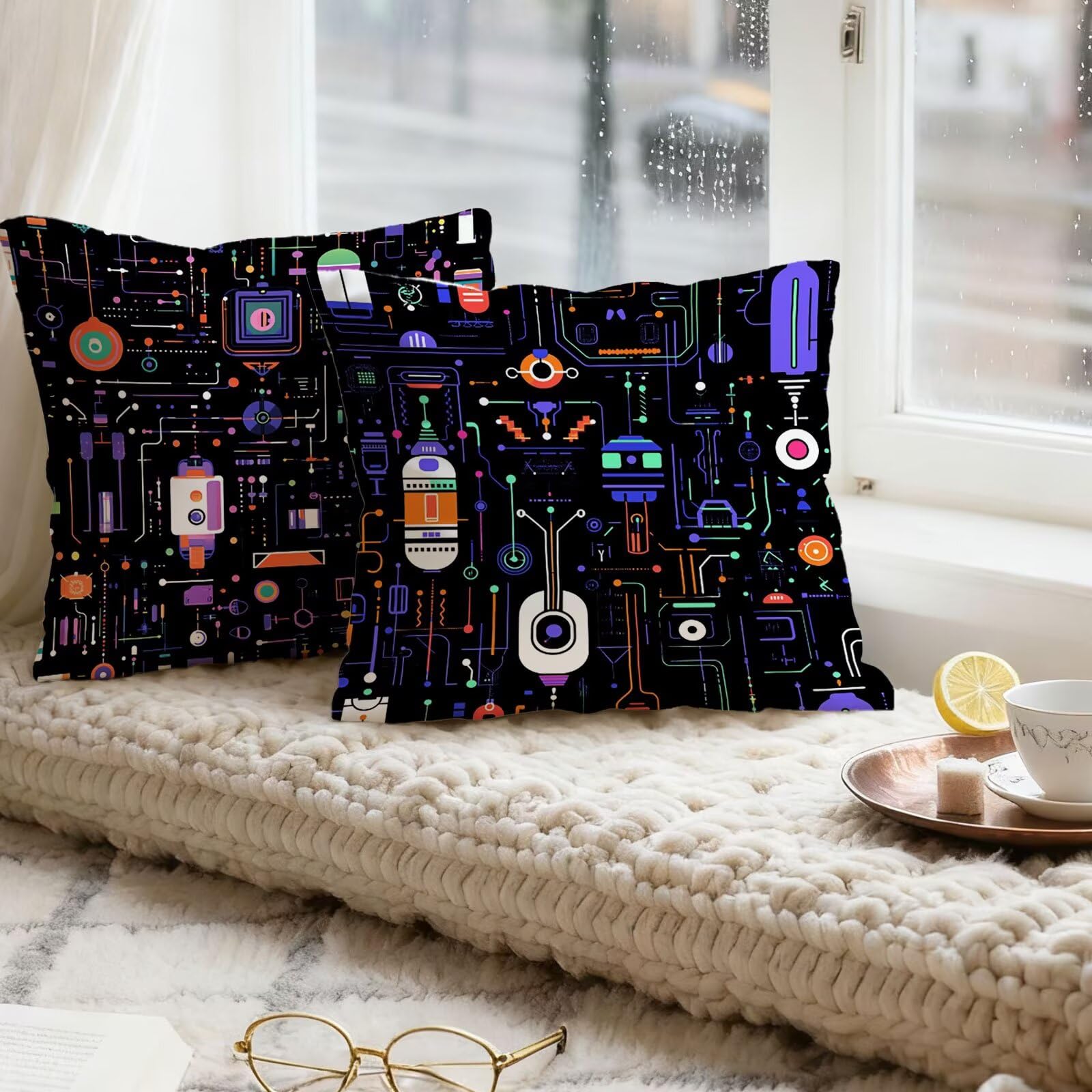 Vistoso Funda Cojin 60x60 Abstracto Funda Almohada 60x60 Cojines Sofa Súper Suave Fundas Cojines Decorativos Fundas Almohadas 4 Piezas Cervicales y Cuello, para Hogar Cama Salon Decoracion E - 901