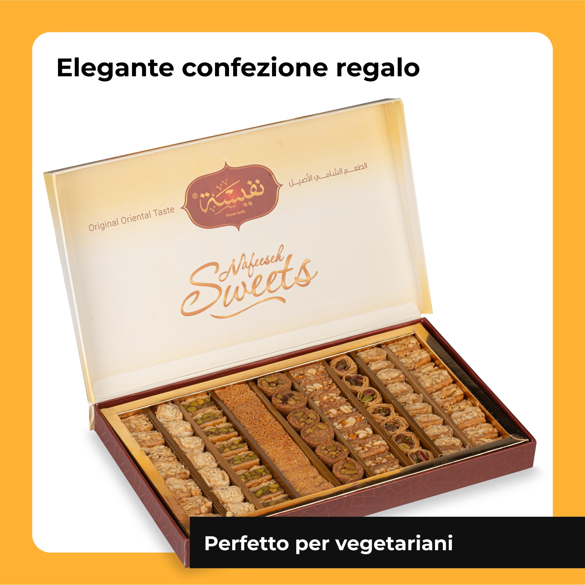 Baklava 750g, 68 Piezas | Surtido Dulces Orientales | Mezcla de Baklava con Pistachos y Anacardos | Elegante caja de regalo I Sin conservantes, sin aditivos, sin colorantes I Dulces Árabes