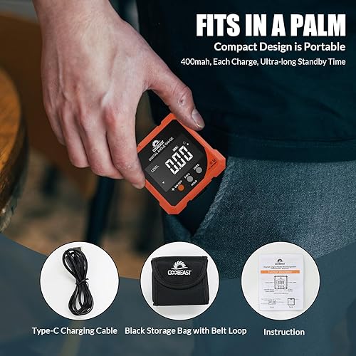 Miniatura 6 de Buscador de ángulo digital magnético, medidor de ángulo digital recargable, mini transportador angular, herramienta de medición para sierra de mesa