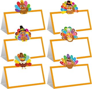 48 Pcs Thanksgiving Turkey Place Cards Turkey Seating Name Tags Placecard Holders Seating Thanksgiving Name Cards Tents for Dinner Party Birthday Wedding Supplies