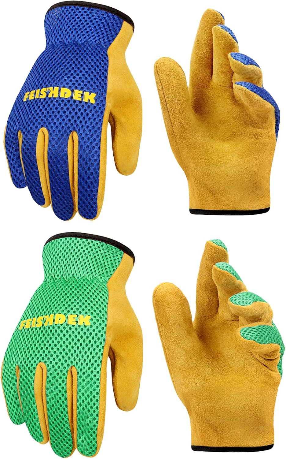 Kids Leather Gardening Gloves, Toddler Work Gloves, Breathable Design Perfect for Children Gardening Age 2-12