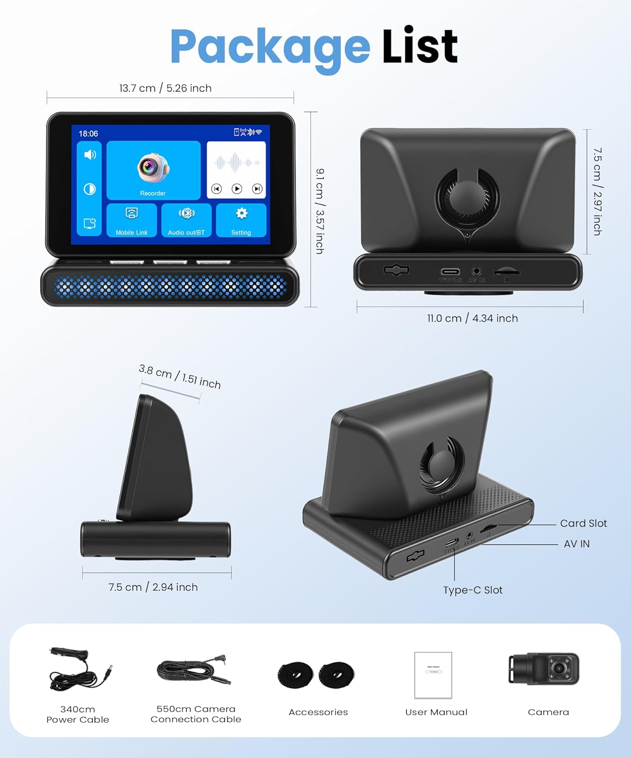 Baby Car Camera for Backseat, 3.97” IPS Screen Facing Car Baby Monitor with Wireless Carplay Android Auto Super Link, Support Night Vision Adjustable View Angle Easy Setup FM BT GPS