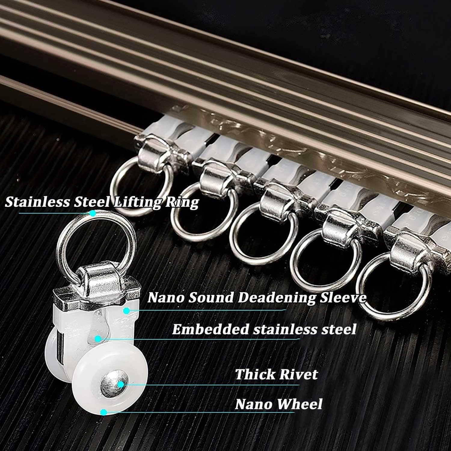 Heavy-Duty Aluminum Double Row Curtain Track - Ceiling/Wall Mount for Room Divider Curtains, Ideal for Living Room & Bedroom Privacy (White, 3.3FT)