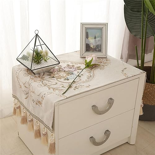 Miniatura 6 de Mantel de noche de estilo europeo, de jacquard, para tocadores y mesas auxiliares (azul, borla)