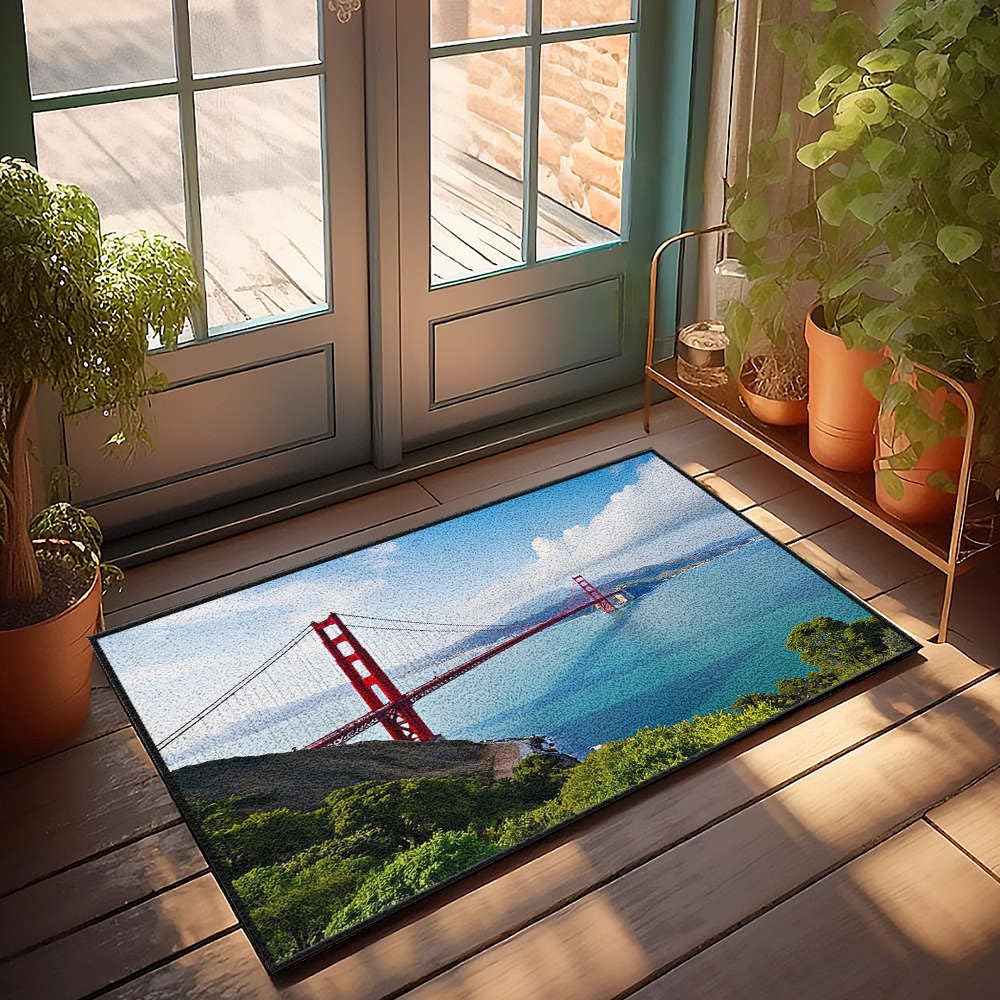 Porte d'entrée d'intérieur propre avec le tapis de porche 65 x 90 cm