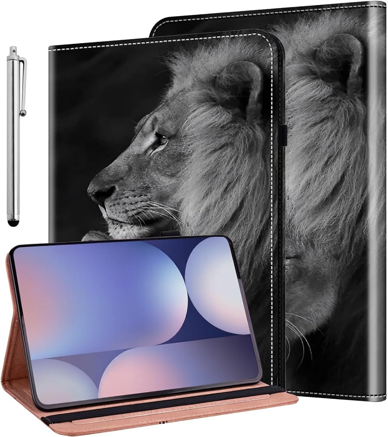 ALILANG Case for Samsung Galaxy Tab S10+/ S9+/ S8+/ S7 FE/ S7+ 12.4 Inch Tablet Case, Lightweight Folio Shockproof Folding Stand Protector Cover for Samsung Tab S10+ Plus -Two Lion