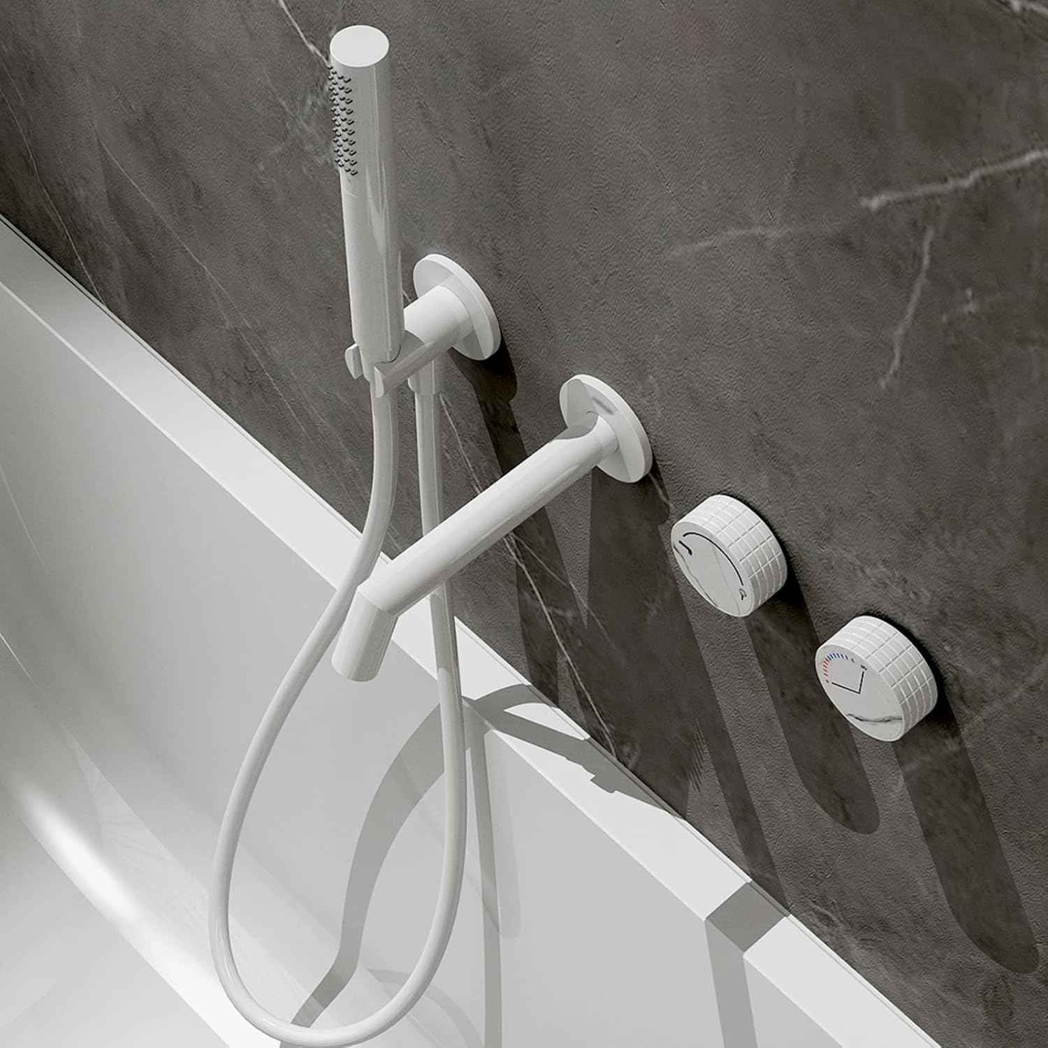 GLJTUO Bath Shower Mixer, Wall Mounted Bifunctional Hot and Cold Bath Mixer Shower Tap Multifunction Brass Single Lever Mixer Tub Tap