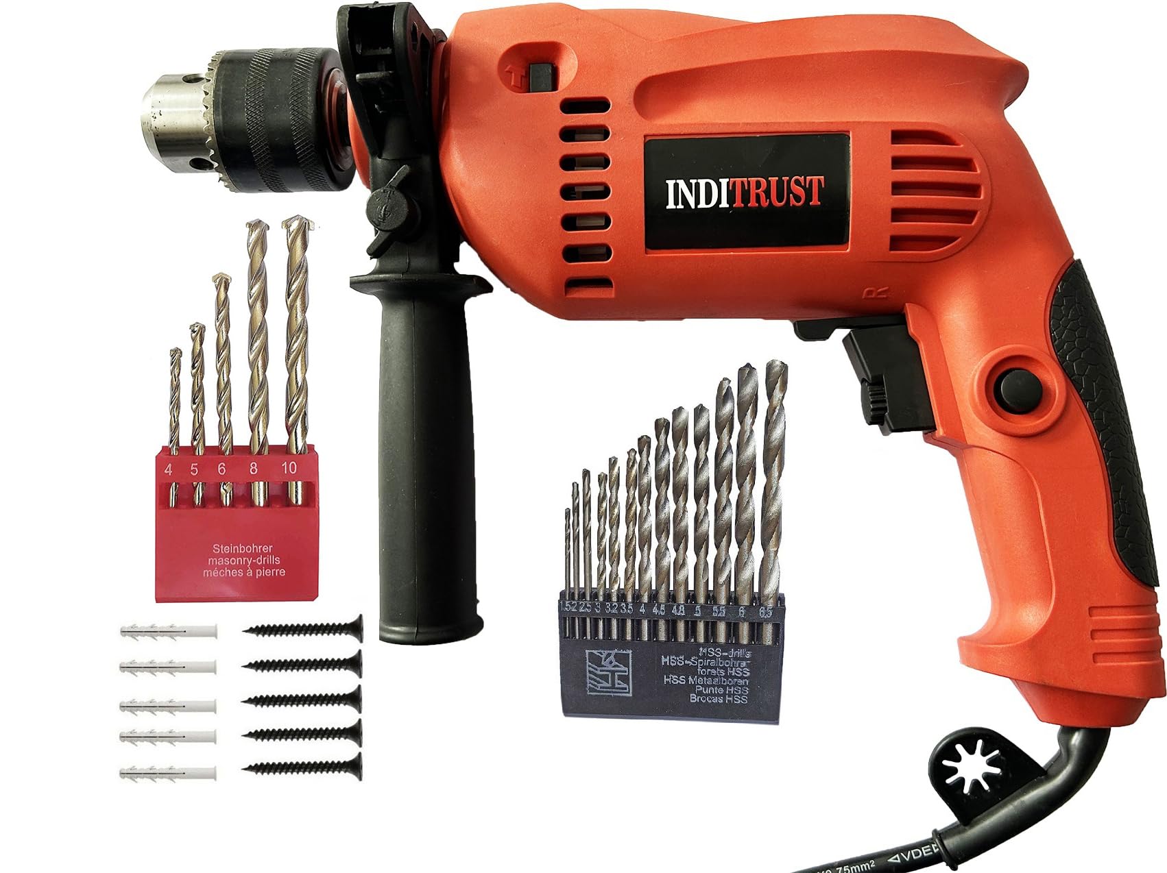 Inditrust 6-Month Warranty 13mm Red Impact drill Machine 700W with 100% copper winding 13pc hss 5 pc masonry 5pc gitt 5pc pech set (B0D9YN2H35) Amazon Price History, Amazon Price Tracker