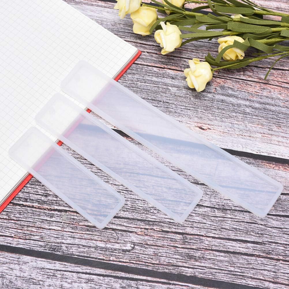 30 Pcs Rectangle Silicone Bookmark Moulds Resin Bookmark Molds Bookmark Molds with Hole DIY Making Epoxy Resin Jewelry Soap,Dried Flower Leaf DIY Craft Mould Transparent Casting Molds,3 Sizes