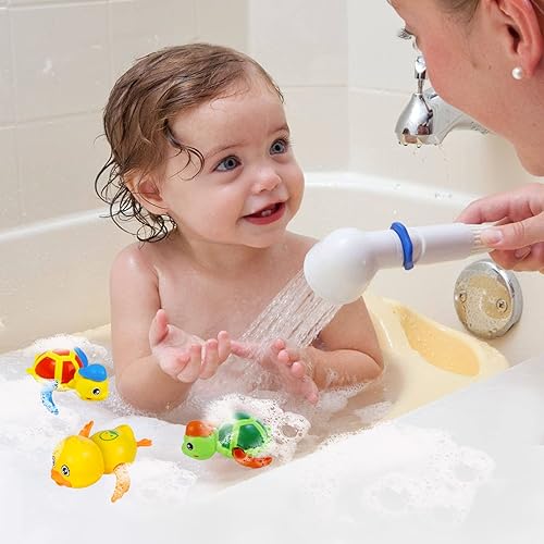 Miniatura 7 de Cuterabit Juguetes de baño para bebés, tortuga flotante y pato de natación, juguetes de agua para verano, juguetes de bañera, juguetes de piscina
