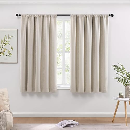 Miniatura 30 de WRENSONGE Cortinas Opacas para Dormitorio, Cortinas Opacas Azul Marino de 63 Pulgadas de Largo para Ventanas de Sala de Estar y Cocina, Cortinas